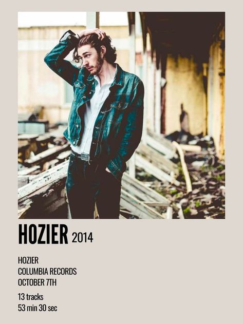 minimal aesthetic polaroid album poster for hozier's self titled debut album hozier Hozier Polaroid Poster, Polaroid Album, Aesthetic Polaroid, Apartment Walls, Self Titled, Uni Room, Polaroid Poster, Columbia Records, Music Posters