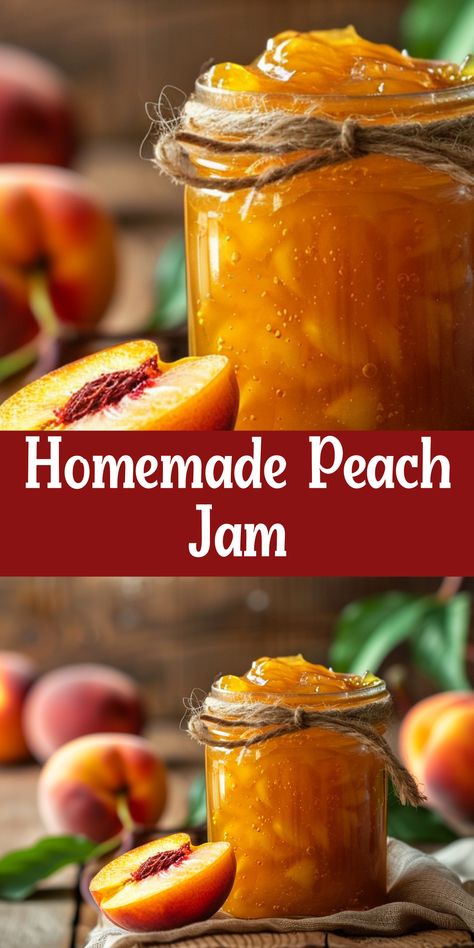 Create homemade peach jam with this simple recipe. Perfect for any occasion! Peach Jam With Sure Jell, Cinnamon Peach Jam, Homemade Peach Jam Recipes, Peach Jam Recipe With Pectin, Peach Preserves Recipe Easy, Peach Perserves Recipes, Canned Peach Jam, Peach Jam With Pectin, Peach Pineapple Jam