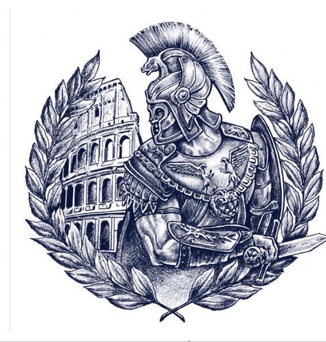 Roman Soldier Tattoo, Ancient Rome Tattoo, Roman Empire Tattoo, Sparta Tattoo, Black Crow Tattoos, Italy Tattoo, Nape Tattoo, Roman Tattoo, Gladiator Tattoo