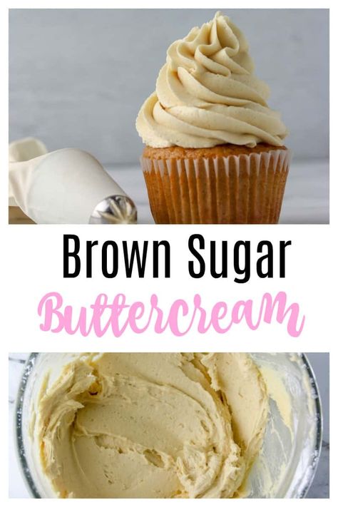 Apple Cider Cake With Brown Sugar Buttercream Frosting, Pumpkin Cupcakes With Buttercream Icing, Brown Sugar Frosting Easy, Carmel Icing Recipe Brown Sugar, Brown Sugar Icing Recipe, Fall Icing, Brown Sugar Buttercream Frosting, Brown Frosting, Perfect Buttercream Frosting