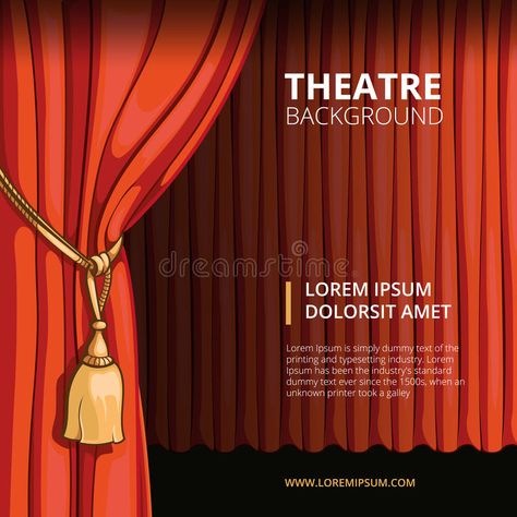 Theater stage with a red curtain. Vintage vector vector illustration Theatre Drawing, Class Poster Design, Tunnel Books, Theatre Illustration, Surrealist Painting, Curtains Vector, Theater Stage, Theatre Curtains, Stage Curtains