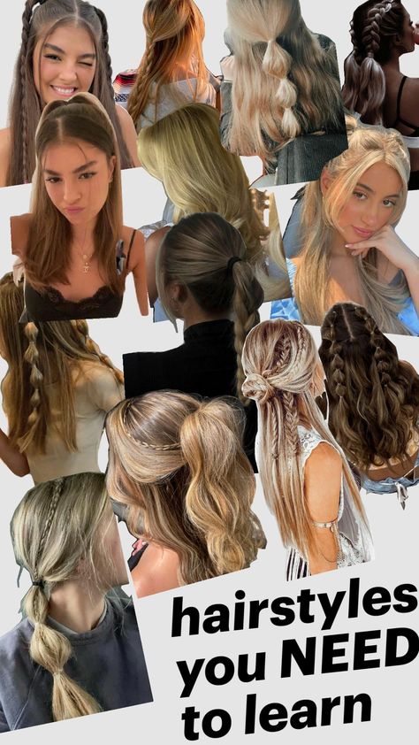 #hairstyles #hair #haircare Volume Hair Aesthetic, Collage Hairstyles Easy, Haircare For Hair Fall, Hairstyles Collage, Hairstyle Collage, Hair Collage, Casual Hairstyles For Long Hair, Teen Girl Hairstyles, Beach Hairstyles For Long Hair