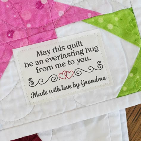 Personalized Quilt Labels, Custom Fabric Labels, Quilting Quotes, Modern Blankets, Sewing Labels, Cotton Labels, Quilt Labels, Personalized Quilt, Fabric Labels