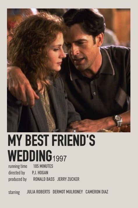 My Best Friends Wedding Movie Poster, My Best Friends Wedding Poster, My Best Friends Wedding Aesthetic, Rom Com Polaroid Poster, Rom Com Movie Posters, Polaroid Film Poster, Julia Roberts Movies, My Best Friends Wedding, Best Friends Wedding