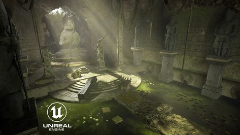 Lost Temple, Temple Ruins, Ancient Temple, Tree Canopy, Ancient Temples, Virtual World, The Tree, Interior Lighting, Temple