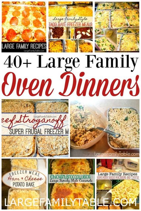 Jamerrill's Large Family Table ~ Where Mega Motherhood & Real Life Meet! Find large family meal plans, large family freezer meals, and all things large family food. Also, find encouragement for large family moms and enjoyable homeschooling! Large Family Dinner Ideas, Farm Meals, Oven Dinners, Big Family Meals, Cheap Family Meals, Big Family Dinner, Large Group Meals, Large Family Meals, Family Dinner Ideas