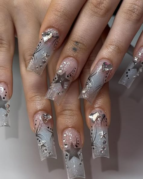 Fake Nails Long, Manicure Tips, Coffin Press On Nails, Unique Acrylic Nails, Nail Swag, Stick On Nails, Artificial Nails, Square Nails, Rhinestone Nails