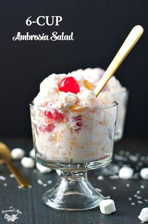 6-Cup Ambrosia Salad - My Recipe Magic Ambrosia Salad Recipe, Chocolate Rum Cake, Ambrosia Recipe, Ambrosia Fruit Salad, Easy Fruit Salad Recipes, Best Fruit Salad, Favorite Christmas Recipes, Fruit Salad Easy, Maraschino Cherries