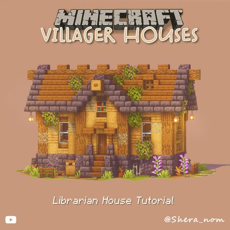 Minecraft Villager Toolsmith House, Spruce Library Minecraft, Oak Village Minecraft, Minecraft Librarian House Ideas, Villager Village Minecraft, Small Minecraft Villager Houses, Village Homes Minecraft, Minecraft Library Village House, Minecraft Villager Library