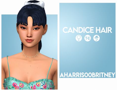 Candice Hair | aharris00britney on Patreon Aharris00britney Hair, Sims 4 Cc Hair, Mod Hair, Cc Hair, Pelo Sims, Sims 4 Cc Packs, Sims Hair, Bow Accessories, Cc Sims