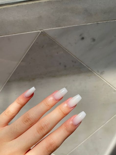 Coffin Acrylic Nails Milky White, White Milky Nails Coffin, White Gel Acrylic Nails Coffin, Cream Coffin Acrylic Nails, Milky White Nails Coffin Short, Frosted White Nails Acrylic, Square White Acrylics, Milky White Acrylic Nails Coffin, Short Coffin Milky White Nails