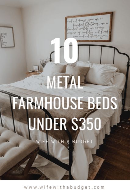 metal farmhouse bed wife with a budget Farmhouse Metal Beds, Wrought Iron Farmhouse Bed, Wrought Iron Bedroom Ideas Farmhouse, Farmhouse Bedroom Iron Bed, Black Iron Bed Frame Farmhouse, King Size Wrought Iron Bed, King Size Iron Bed Frame, Metal Bed Master Room, Master Bedrooms Metal Beds