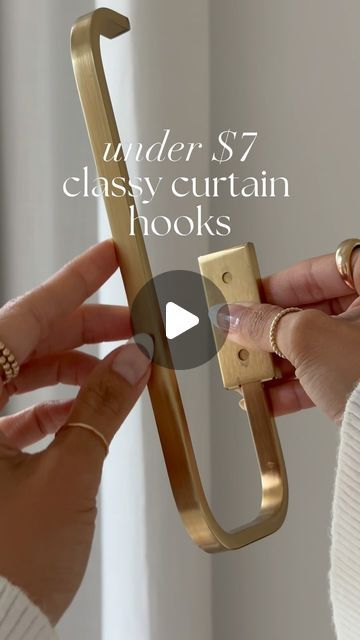 Jen Adams on Instagram: "Comment “HOOK” to shop! #walmartpartner Under $7 each curtain hooks that remind me of designer!✨ @walmart #walmarthome For those that comment “HOOK” check your DM as you will automatically get links sent to you! If they don’t send you can tap the link in my bio to shop!🥰 Elegant and minimal, these brass holdback hooks effortlessly hold curtains back to allow natural light to come through!!💛☀️ They are easy to install and come in 4 colors!! Each set includes 2 holdbacks and mounting hardware!!✨ Thank you for having me loves!!! Have a fantastic day!! Xo! @shop.ltk #liketkit  PS. If the link doesn’t load, you can update your LTK App & it will work!!💕💕  https://liketk.it/4HeTP" Curtain Holdbacks Placement, Curtain Hooks Ideas, Curtain Holdbacks Ideas, Diy Curtain Holdbacks, Curtain Pull Backs, Curtain Tie Backs Diy, Tie Back Hooks, Curtain Hangers, Have A Fantastic Day