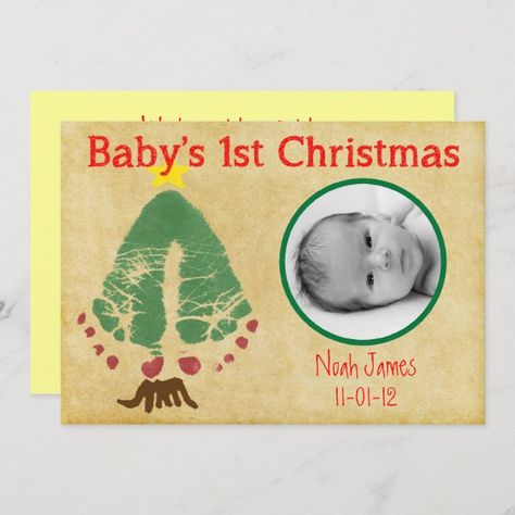 Baby's First Christmas Footprint Christmas Tree Holiday Card #affiliate , #AFF, #Footprint#Tree#Holiday#Christmas Footprint Tree, Footprint Christmas Tree, Christmas Footprint, Baby Footprint Crafts, Baby Christmas Card, Baby Christmas Crafts, Baby Footprint Art, Paper Invitation Card, First Christmas Photos