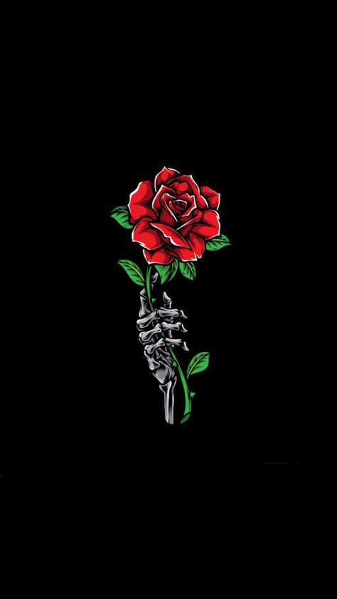 Skull Wallpapers, Cool Tshirt Designs, Hunting Adeline, Broken Rose, Spooky Wallpaper, I Just Miss You, Skulls And Flowers, Hand Rose, Skeleton Love