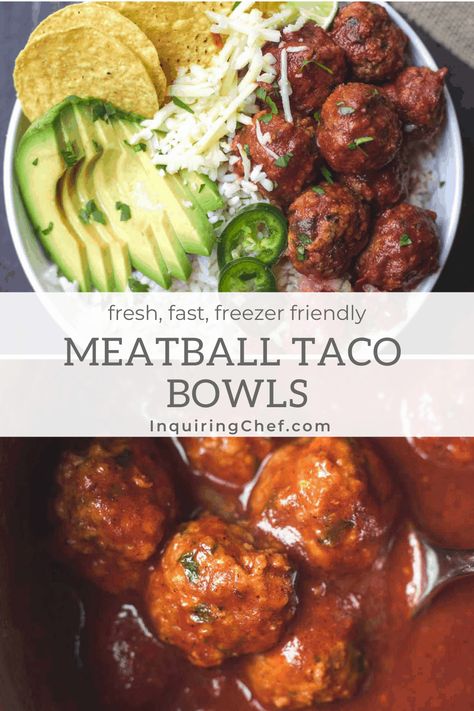 Freezer Friendly Meals, Mexican Meals, Meatball Recipes Easy, Healthy Freezer Meals, Taco Bowls, Ground Beef Recipes Easy, Spicy Food, Taco Night, Low Carbs