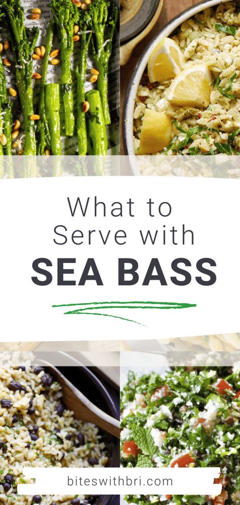 Seabass Dinner Recipe, Sea Bass Meals, Branzino Side Dishes, Recipes For Sea Bass Fillets, Chilean Sea Bass Side Dishes, Rice Recipes For Fish Side Dishes, Sea Bass Side Dishes, Chillian Sea Bass Recipes Dinners, Sea Bass Recipes Pan Seared