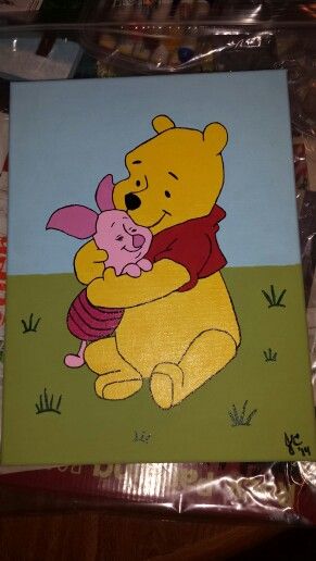 Painting Winnie The Pooh, Piglet Drawing, Nightmare Before Christmas Drawings, Winnie The Pooh And Piglet, Friendship Art, Disney Canvas Art, Pooh And Piglet, Disney Canvas, Disney Paintings