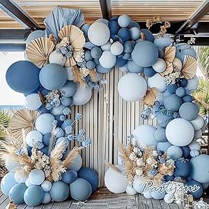 Dusty Blue Balloon Arch Kit - Double Stuffed Dark Blue Baby Blue Balloon Garland Pastel Dark Teal Light Blue Latex Balloons for Baby Shower Birthday Wedding Graduation Party Decoration Dark Blue Themed Birthday Party, Baby Blue Balloon Garland, Blue Balloon Arch, Baloon Garland, Blue Baby Shower Decorations, Balloons For Baby Shower, Blue Balloon Garland, Pastel Dark, Blue Party Decorations