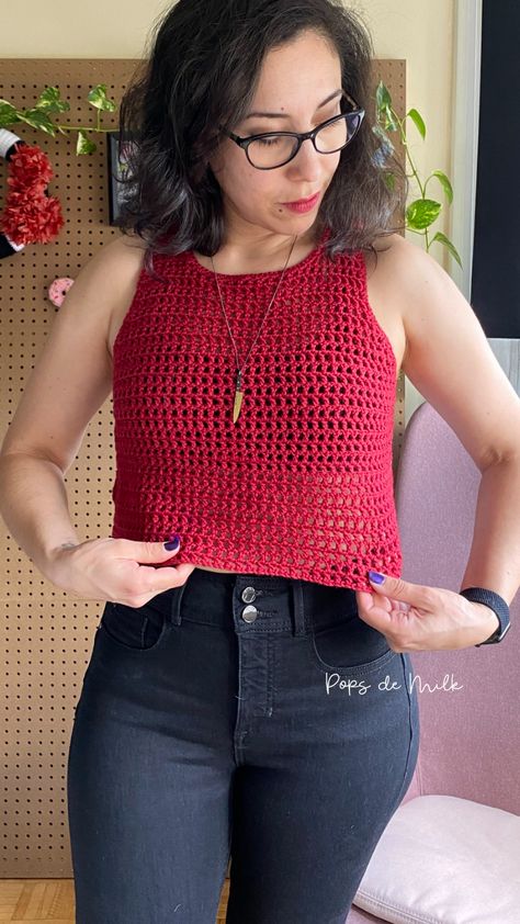 Crochet Mesh Raglan, Crochet Mesh Crop Top Free Pattern, Crochet Mesh Shirt Free Pattern, Crochet Mesh Top Pattern Free, Crochet Mesh Shirt, Crochet Net Top, Crochet Mesh Top, Red Crochet Top, Crochet Sweater Free