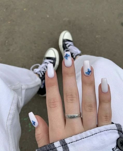 Teen Nails, Girls Nail Designs, Basic Nails, Casual Nails, Simple Acrylic Nails, Work Nails, Glow Nails, White Nail Designs, Acrylic Nails Coffin Short