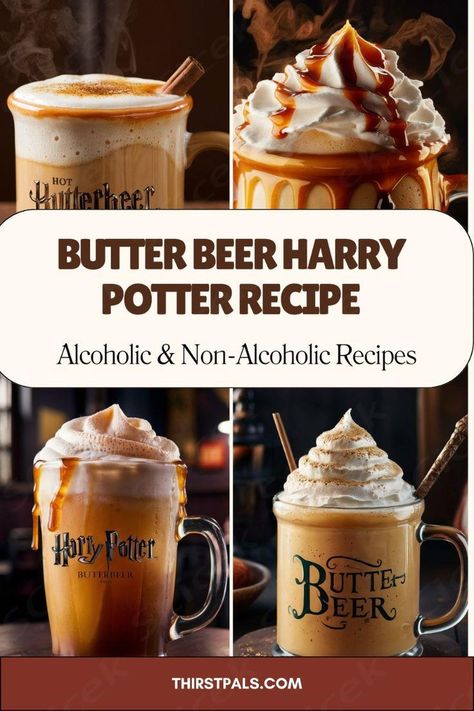 Enjoy Butterbeer like never before with options for both alcoholic and non-alcoholic versions. This recipe captures the essence of Harry Potter’s favorite drink, making it perfect for everyone in the family. Hogwarts Butter Beer Recipe, Butter Beer Non Alcoholic, Non Alcoholic Butter Beer Recipe, Harry Potter Butter Beer Recipe Alcohol, Best Butterbeer Recipe, Butter Beer Punch Recipe, Butterbeer Alcoholic Recipe, Alcoholic Butter Beer Recipe Harry Potter, Homemade Butterbeer Recipe