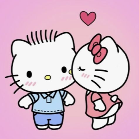 Hello Kitty Couple, Kitty Couple, Drawings For Him, Hello Kitty Imagenes, Kitty Kisses, Hello Kitty Wallpaper Hd, Pink Wallpaper Hello Kitty, Images Hello Kitty, Walpaper Hello Kitty