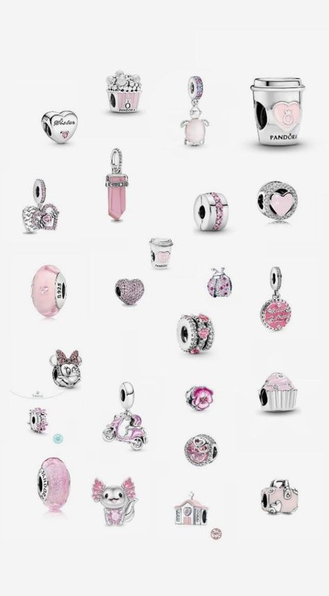 Cute Pink Pandora Charms, Pretty Pandora Charms, Pandora Pink Charms, Cute Pandora Charms, Pink Pandora Charms, Pink Pandora Bracelet, Pandora Charms Pink, Pandora Bracelet Charms Ideas, Pandora Bracelet Designs