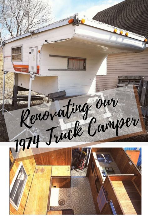 Follow along and watch our episodes as we renovate our 1974 Pop up truck camper. From left for trash in a side yard to completely gutting it to final touches. Truckbed Camper Remodel, Truck Bed Camper Renovation, Renovated Truck Camper, Slide In Camper Remodel Interiors, Pop Up Truck Camper Remodel, Truck Bed Camper Ideas, Slide In Truck Camper Remodel, Slide In Camper Remodel, Truck Camper Hacks