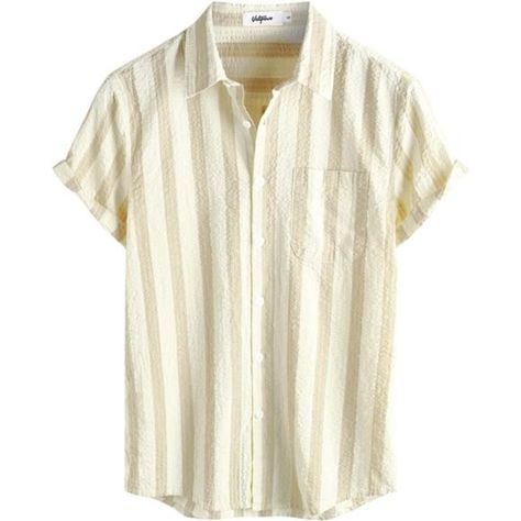 *Color: Beige Yellow *100% Cotton; Size Selection: Since The Fabric Will Shrink Slightly After Washing, Please Try To Get One Size Up Than The Tag Size If You Prefer A Loose Fit *Material: This Men's Bubble Cotton Striped Shirt Is Made Of Cotton, Soft And Light-Quality Cotton, So You Feel Comfortable Cool Breathable, And Funky When Wearing *Wash: Machine Wash Cold, No Fabric Softener, Tumble Dry Low Or Line Dry *Features: Slim Fit, Button Down, Short Sleeves, Stripes With Front Pockets, Which Sh Linen Shirts For Men, Camping Vacation, Seersucker Shirt, Shirt Jacket Men, Striped Linen Shirt, Mens Jackets Casual, Linen Shirts, Mens Sleepwear, Button Down Short Sleeve