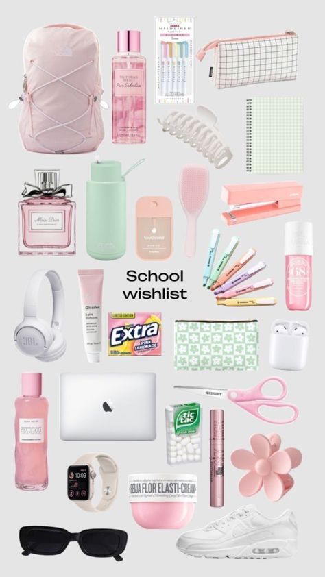 #myfirstshuffle College Outfit Necessities, Highschool Supplies, Preppy Items, School Emergency Kit, College Necessities, School Backpack Essentials, Preppy School Supplies, School Survival Kits, Pretty School Supplies