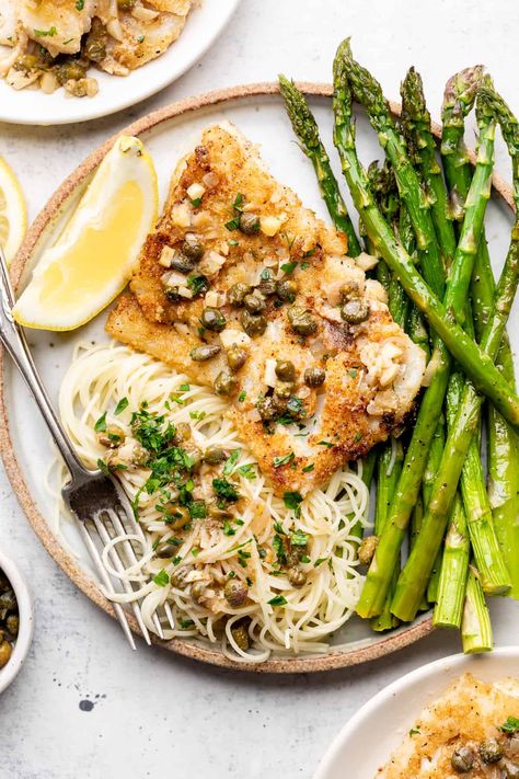 Haddock Piccata Recipes, Five Star Recipes Chefs Dishes, Fish Picatta Recipe, Cod Picatta, Tilapia Piccata Recipe, Crohns Meals, Cod Piccata Recipe, Cod Piccata, Fish Piccata