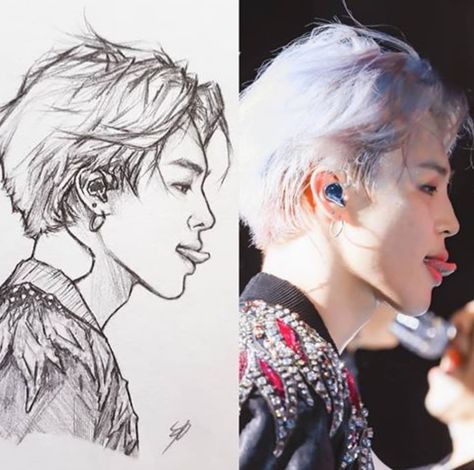 by shooky_dough on Instagram Shooky Dough, Jimin Fan Art, Bangtan Drawings, Kpop Sketch, Draw Bts, Drawing Bts, Couples Drawings, Instagram Drawing, Jimin Park