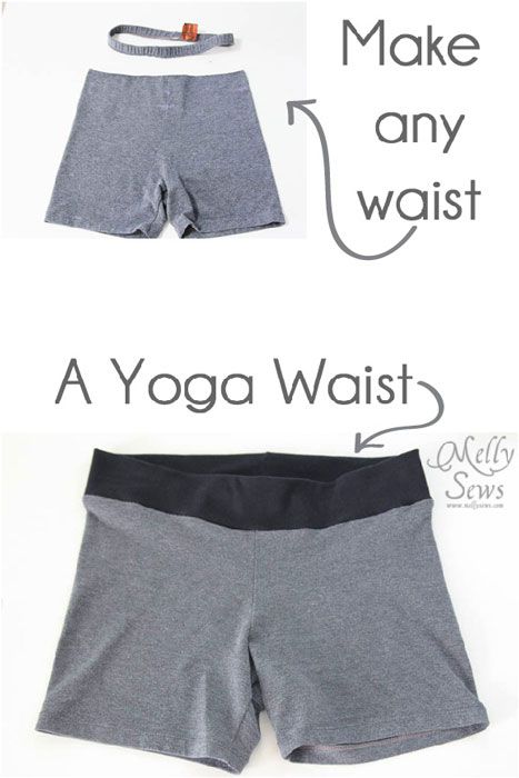 Turn any waist into a comfy yoga waistband - Yoga waist tutorial - http://mellysews.com http://mellysews.com/2013/10/add-yoga-waistband-tutorial.html Waistband Tutorial, Sewing Repairs, Restyle Clothes, Melly Sews, Diy Yoga, Diy Tricot, Sewing Alterations, Sew Ins, Diy Vetement