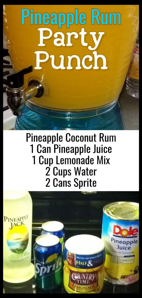 Jungle Punch, Party Rum Punch Recipes, Superbowl Punch Alcohol, 3 Gallon Alcohol Recipes, Alcoholic Drinks By The Gallon, Superbowl Drinks Alcoholic, Yummy Drinks Nonalcoholic Party Punches, Simple Party Punch Alcohol, Mixed Drinks With Sprite