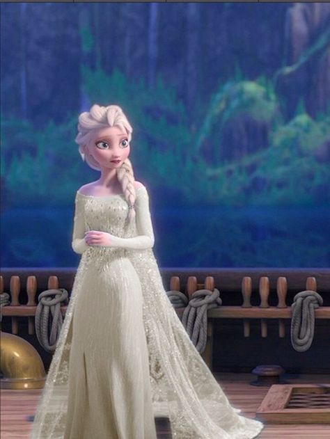 Elsa’s Wedding Dress Anna Wedding Dress Frozen, Frozen Wedding Dress, Elsa Wedding Dress, Anna Wedding Dress, Disney Princess Wedding Dresses, Frozen Wedding, Winter Wedding Gowns, Princess Elsa Dress, Blue Gowns