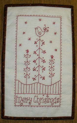 Christmas Stitchery, Primitive Stitching, Red Brolly, Primitive Embroidery, Redwork Patterns, Primitive Stitchery, Christmas Embroidery Patterns, Redwork Embroidery, Folk Embroidery