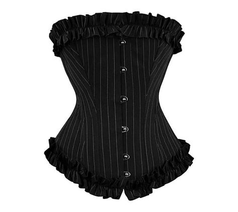 Black pinstripe corset Bustier Top Outfits, Pinstripe Corset, Pvc Corset, Black Corset Dress, Steampunk Corset, Steel Boned Corsets, Gothic Clothes, Overbust Corset, Waist Training