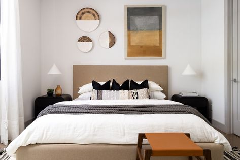 Bedroom - scandinavian bedroom idea in Phoenix Desert Arizona, Bedroom Scandinavian, Primary Suite, Vintage Wall Sconces, Black Lampshade, Scandinavian Bedroom, Interior Design Work, Bedroom Idea, Iconic Design