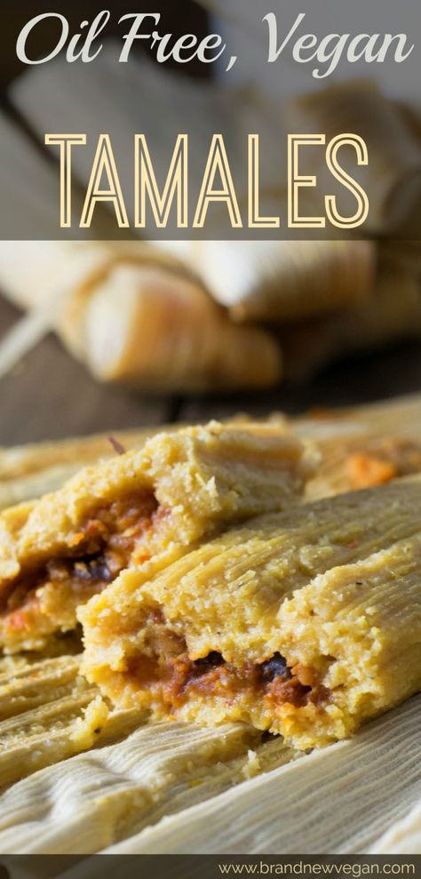 Plant Based Tamales, Vegan Traditional Mexican Food, Healthy Tamales Recipe, Vegan Mexican Side Dishes, Vegan Tamales Recipe, Vegan Tamales, Homemade Tamales, Wfpb Diet, Oil Free Vegan Recipes