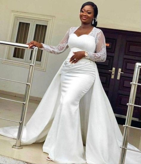 African Mermaid, Wedding Dress For Women, Women Robe, White Mermaid, African Wedding Dress, African Wedding, Bridal Wedding Dresses, White Wedding Dresses, White Satin