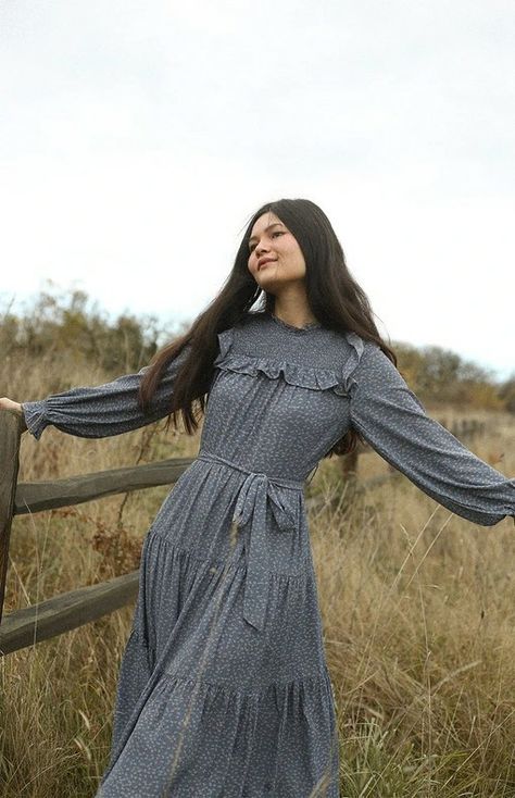 Prairie Goth, Cottagecore Long Sleeve Prairie Dress For Fall, Fall Tea Party Outfit, Dark Prairie Dress, Summer Cottagecore Prairie Dress, Retro Long Sleeve Prairie Dress, Black Midi Wrap Dress, Midi Sundress, Tiered Skirts