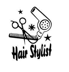 Hair Stylist with Scissors, Comb and Hair Dryer Sticker Vinyl Decal by… Stylist Logo, Car Fashion, Hair Stylist Logo, Window Vinyl, Salon Decor, Vinyl Projects, Window Decals, Motorcycle Accessories, Cricut Crafts