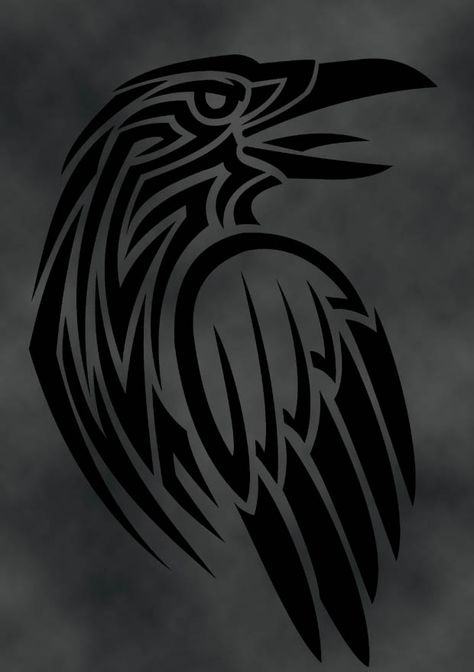 Raven by verreaux.deviantart.com on @deviantART Arte Haida, Norse Wolf, Wolf Viking, Rabe Tattoo, Symbols Tattoo, Arte Viking, Crow Tattoo, Norse Symbols, Norse Tattoo