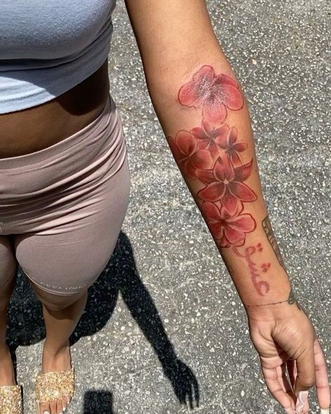 Girl Thigh Tattoos, Rose Tattoos For Women, Hand Tattoos For Girls, Pretty Hand Tattoos, Neck Tattoos Women, Tattoos For Black Skin, Red Ink Tattoos, Pretty Tattoos For Women, Dope Tattoos For Women