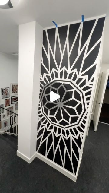 Liam Couper on Instagram: "I made my first attempt at doing a wall mural with tape! I’m going to add some finished touches to it, but happy with my first attempt! What do you all think? 🙏🏼  #wallart #tape #wallmural #mural #mandala #artist #coupstattoo" Washi Tape Wall Art Diy, Mandala Wall Art Murals, Washi Tape Wall Art, Washi Tape Wall, Tape Wall Art, Tattoo Music, Ranch Ideas, Diy Wall Art Decor, Music Tattoos