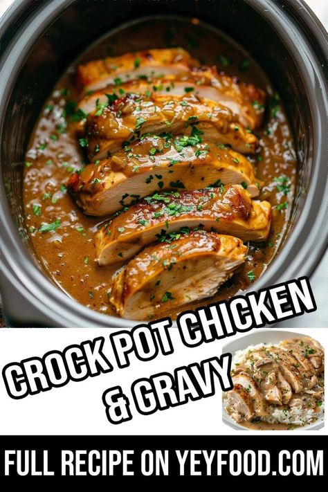 Crock Pot Chicken & Gravy - Yeyfood.com: Recipes, cooking tips, and kitchen hacks for home cooks of all levels Baileys Irish Cream Brownies, Crock Pot Chicken Gravy, Minimal Dishes, Irish Cream Brownies, Slow Cooker Chicken And Gravy, Gravy Chicken, Slower Cooker, Chicken And Gravy, Chicken Slow Cooker