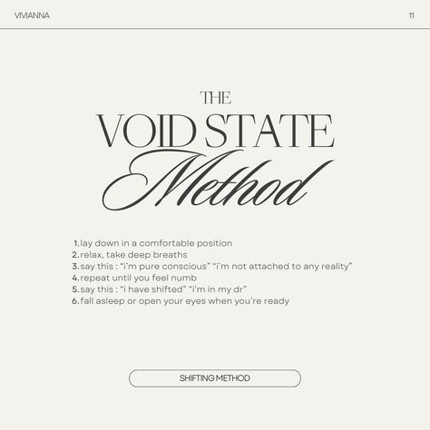 Void State Method, The Void State, Void State, Shifting Methods, Branding Inspo, The Void, Affirmations, Branding, How To Plan