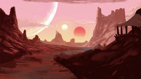 Cyberpunk Reference, Alien Desert, Space Landscape, Alien Landscape, Environment Painting, Sf Art, Planets Art, Landscape Concept, Desert Art