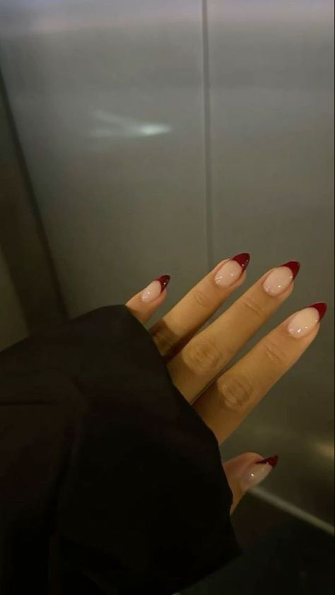 Red Nails Christmas, Red Tip Nails, Wine Nails, Classy Acrylic Nails, Nails Christmas, Striped Nails, Nails 2024, Oval Nails, Neutral Nails